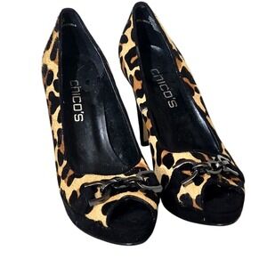 Chico's Women's Animal Print Heels  Pumps Size 7M‎ New Brown Black